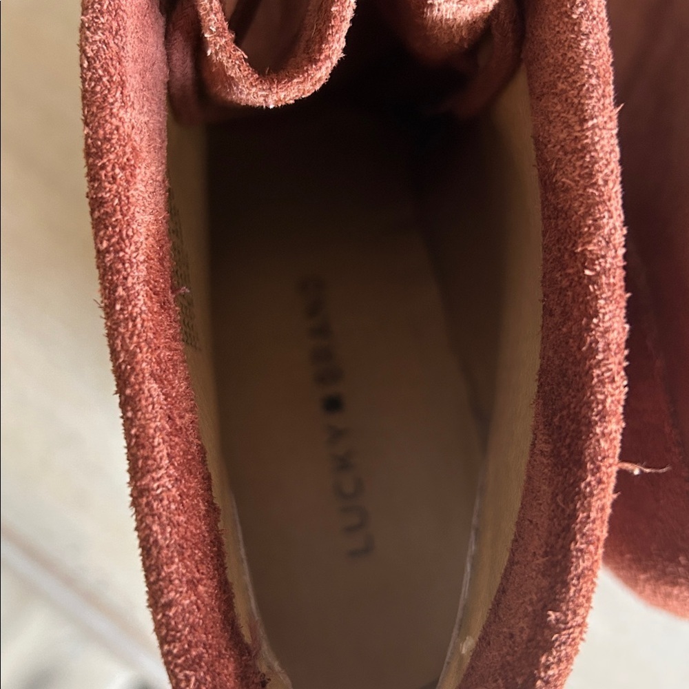 Lucky brand wedge rust leather boho chic vintage style ankle boot women’s size 9 - Picture 6 of 8